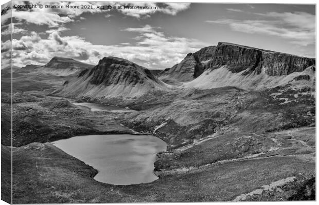 The Quiraing looking south monochrome Canvas Print by Graham Moore