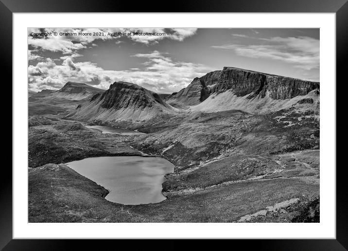 The Quiraing looking south monochrome Framed Mounted Print by Graham Moore