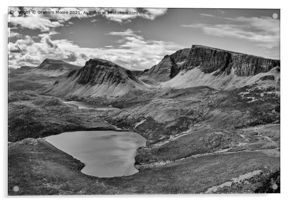 The Quiraing looking south monochrome Acrylic by Graham Moore