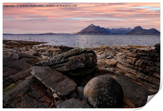 Elgol Isle of Skye sunset Print by Graham Moore