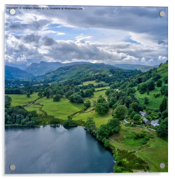 Loughrigg Tarn looking west towards the Langdale Pikes Acrylic by Graham Moore