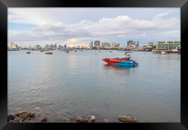 The Cityscape and the seascape of Pattaya District Chonburi Thailand Southeast Asia Framed Print by Wilfried Strang