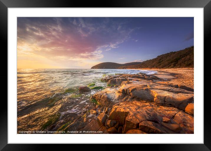 Sunset in Cala Violina beach, Tuscany Framed Mounted Print by Stefano Orazzini