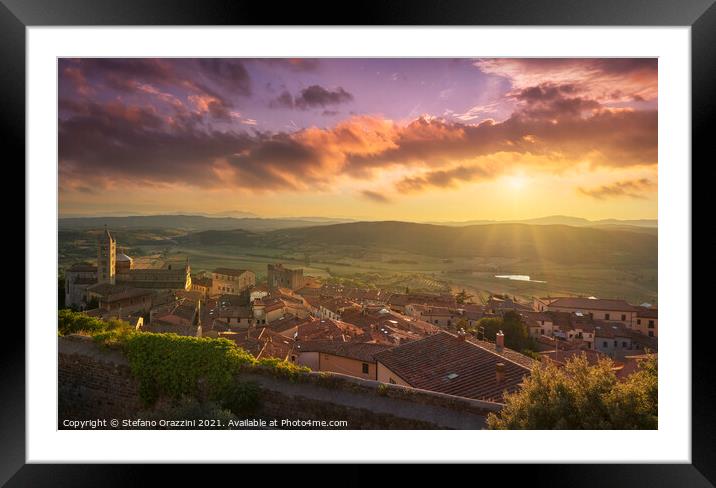 Massa Marittima and cathedral, Tuscany Framed Mounted Print by Stefano Orazzini