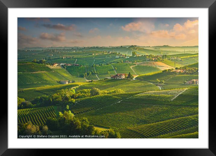 Langhe vineyards, Piedmont, Italy Framed Mounted Print by Stefano Orazzini