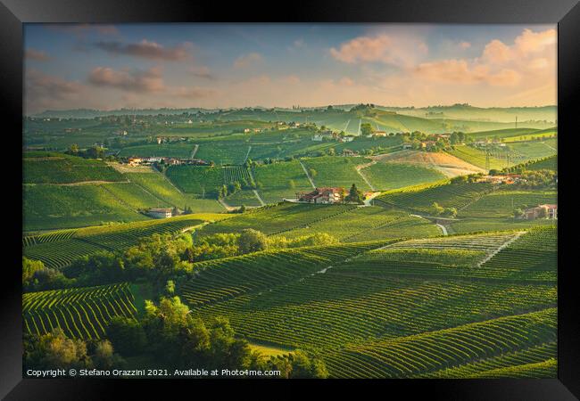 Langhe vineyards, Piedmont, Italy Framed Print by Stefano Orazzini