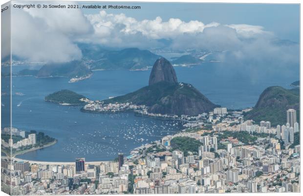 Captivating View of Sugar Loaf from Christ the Re Canvas Print by Jo Sowden