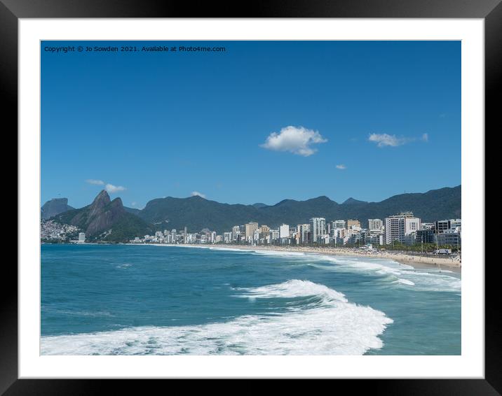 Ipanema Beach, Rio Framed Mounted Print by Jo Sowden
