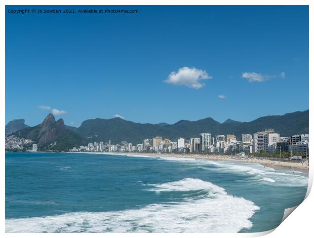 Ipanema Beach, Rio Print by Jo Sowden
