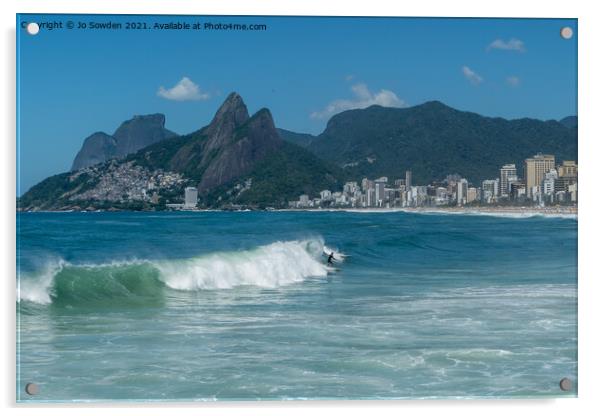 Surfing in Rio Acrylic by Jo Sowden