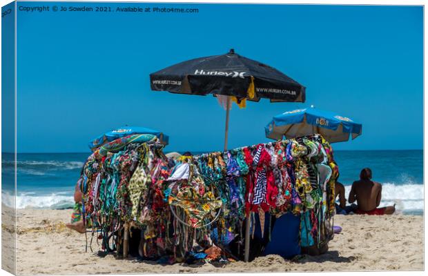Beach Vendor, Ipanema beach, Brazil Canvas Print by Jo Sowden