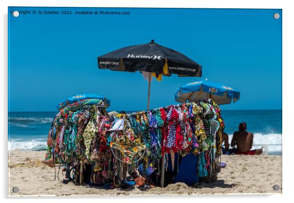 Beach Vendor, Ipanema beach, Brazil Acrylic by Jo Sowden