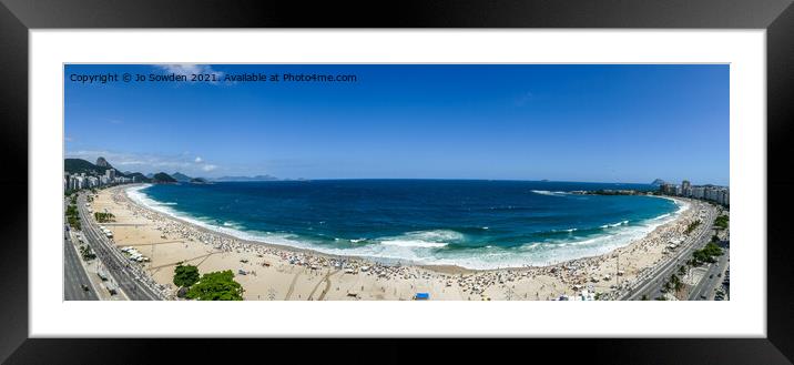 Copacabana beach Panorama Framed Mounted Print by Jo Sowden