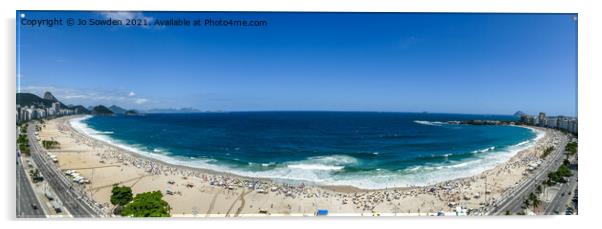 Copacabana beach Panorama Acrylic by Jo Sowden