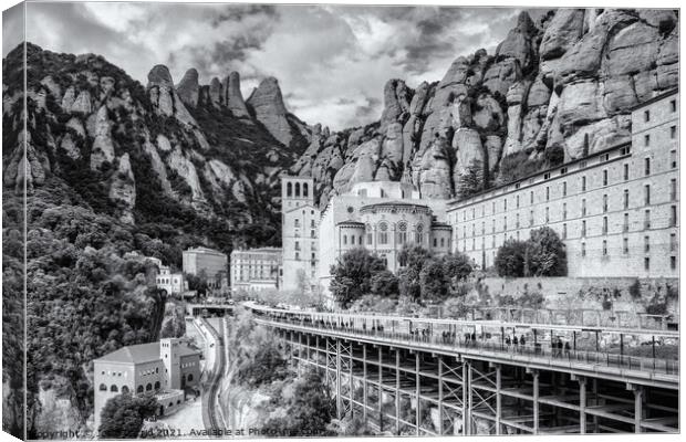 Montserrat Monastery and its tourist complex. Canvas Print by Jordi Carrio