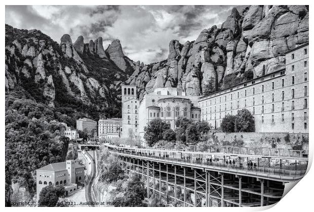 Montserrat Monastery and its tourist complex. Print by Jordi Carrio