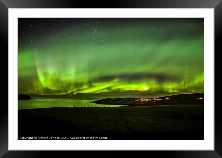 Shetland Aurora Framed Mounted Print by Richard Ashbee