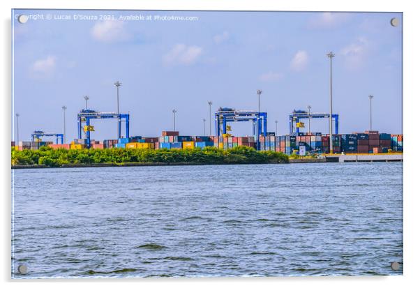 Cranes at a sea port Acrylic by Lucas D'Souza