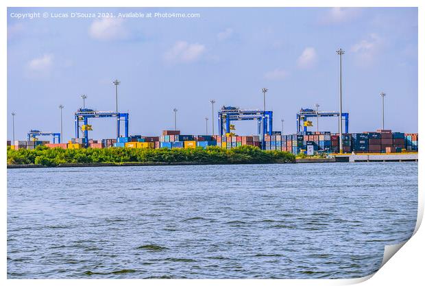 Cranes at a sea port Print by Lucas D'Souza