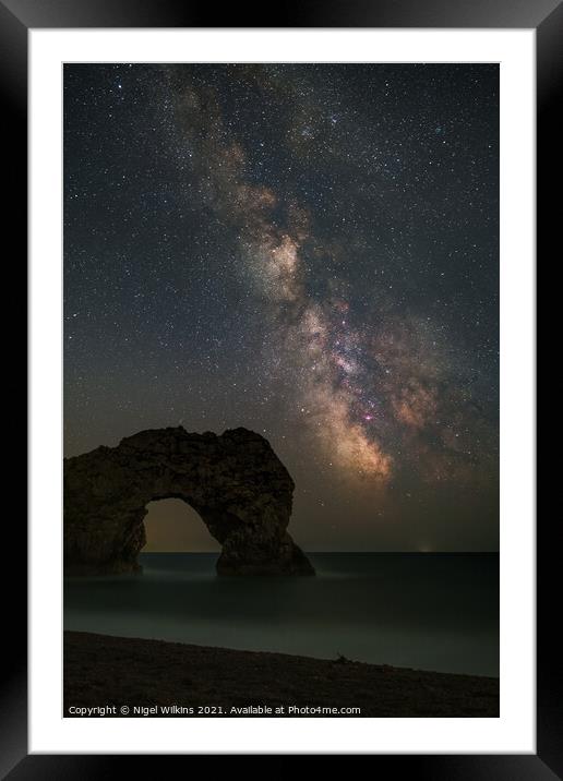Durdle Door & the Galactic Centre Framed Mounted Print by Nigel Wilkins