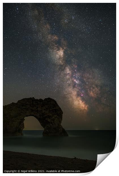 Durdle Door & the Galactic Centre Print by Nigel Wilkins