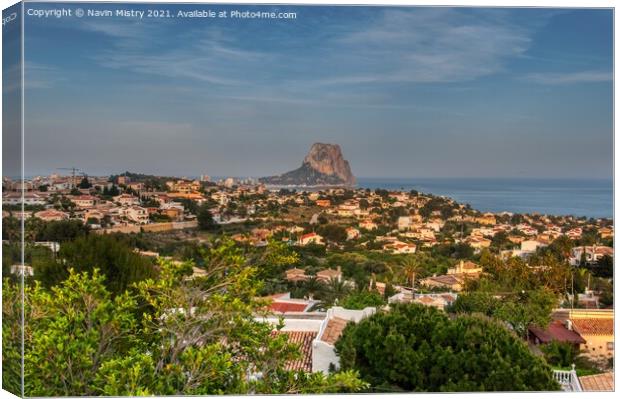 A view over Calpe, Costa Blanca, Spain  Canvas Print by Navin Mistry