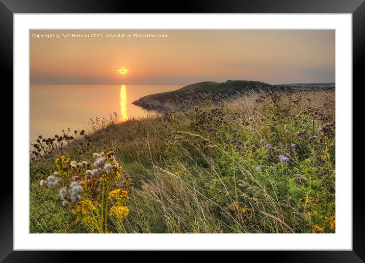 Sunset on the Glamorgan Heritage Coast  Framed Mounted Print by Neil Holman