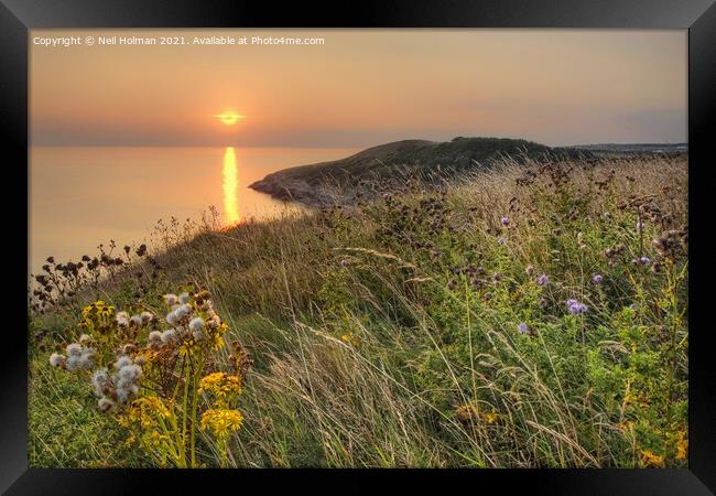 Sunset on the Glamorgan Heritage Coast  Framed Print by Neil Holman