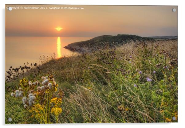Sunset on the Glamorgan Heritage Coast  Acrylic by Neil Holman