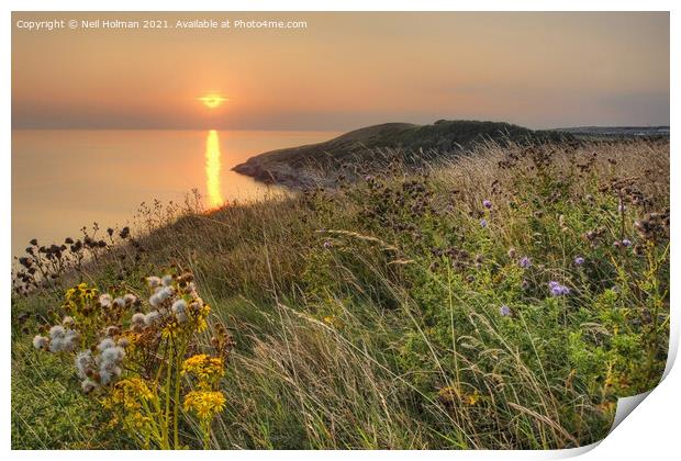 Sunset on the Glamorgan Heritage Coast  Print by Neil Holman