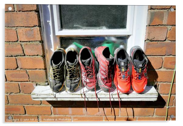 Running trainers out to dry. Acrylic by john hill