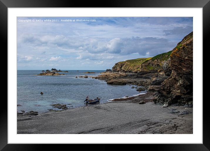 Lizard Point, Cornwall Framed Mounted Print by kathy white
