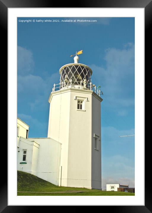  Lighthouse at the most southly point Cornwall Framed Mounted Print by kathy white