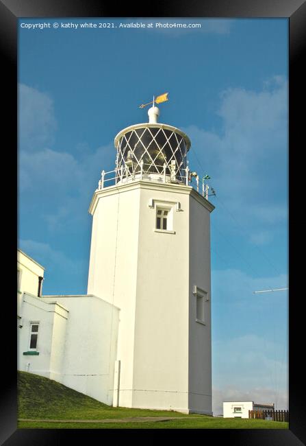  Lighthouse at the most southly point Cornwall Framed Print by kathy white