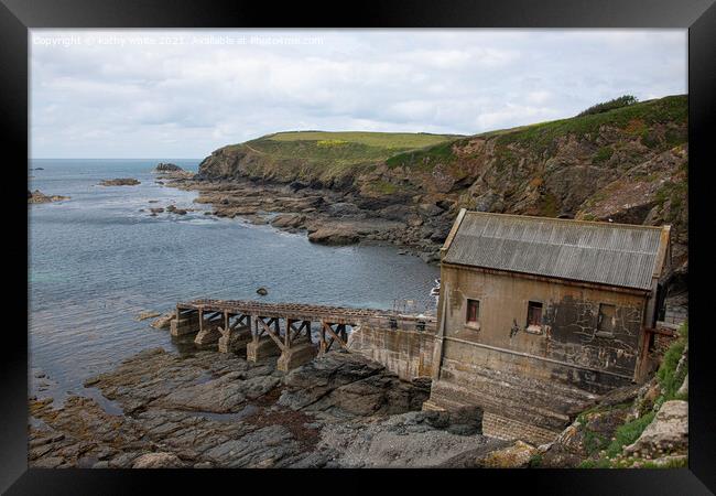 old lifeboat house lizard point Framed Print by kathy white