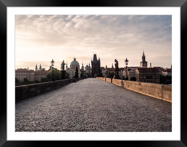 Charles Bridge in Prague in the Morning Framed Mounted Print by Dietmar Rauscher