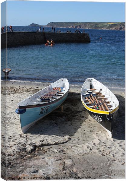 Cornish Rowing Gigs Rose & Taran Canvas Print by Terri Waters