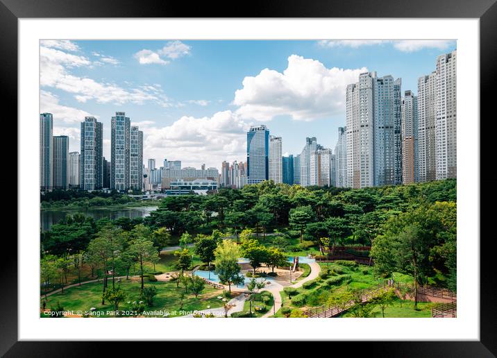 View of Suwon city Framed Mounted Print by Sanga Park