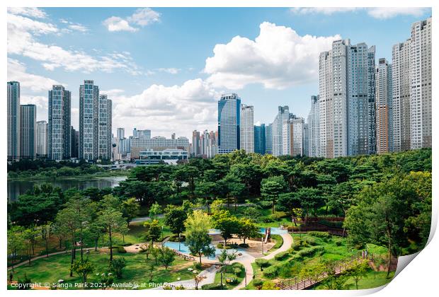View of Suwon city Print by Sanga Park