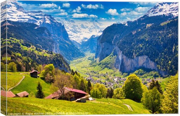Cascade of the Swiss Alps Canvas Print by Roger Mechan