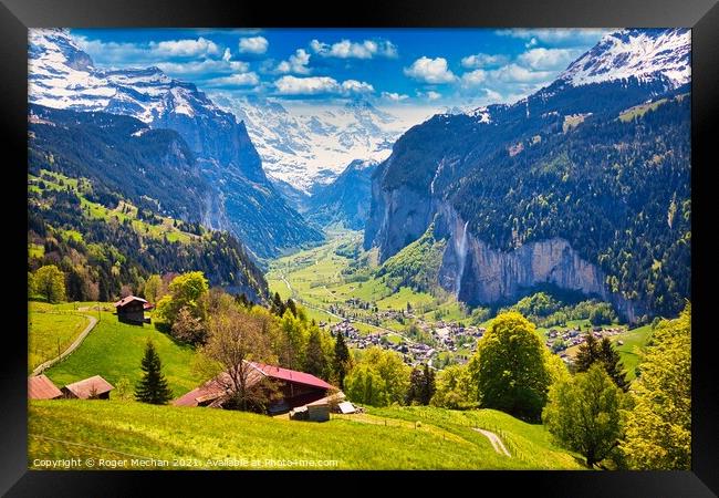 Cascade of the Swiss Alps Framed Print by Roger Mechan