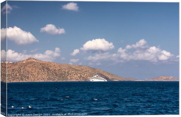 Luxury Yacht, Agios Nikolaos, Crete, Greece Canvas Print by Kasia Design