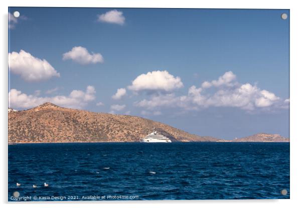 Luxury Yacht, Agios Nikolaos, Crete, Greece Acrylic by Kasia Design