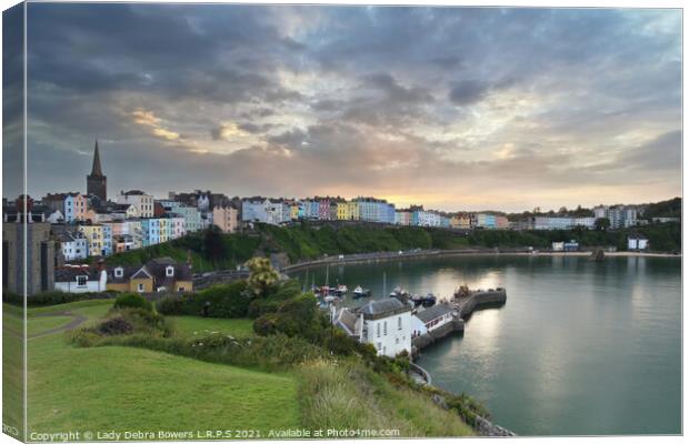 Tenby harbour at sunset Canvas Print by Lady Debra Bowers L.R.P.S