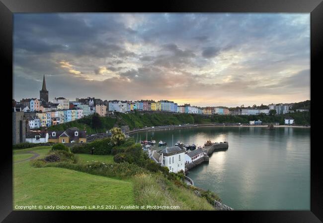 Tenby harbour at sunset Framed Print by Lady Debra Bowers L.R.P.S