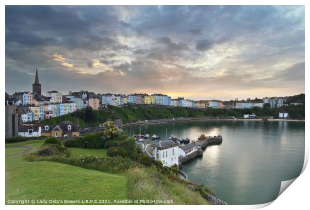 Tenby harbour at sunset Print by Lady Debra Bowers L.R.P.S