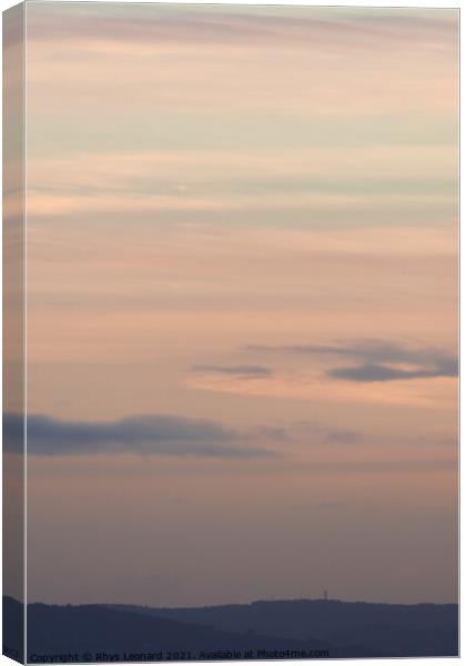 Vertical hazy sunset. Horizon under warm and faded pastel colours. Canvas Print by Rhys Leonard