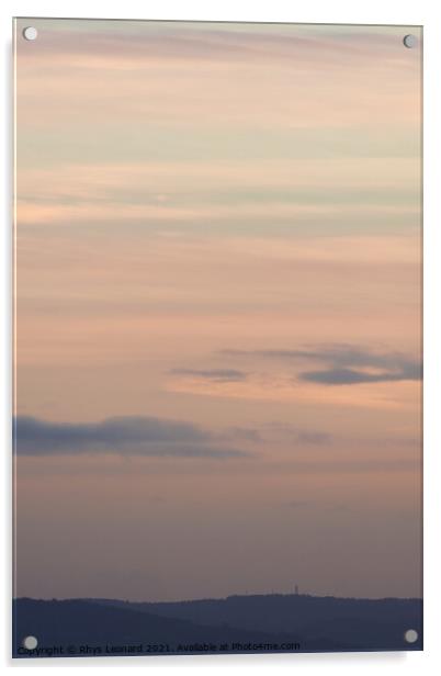 Vertical hazy sunset. Horizon under warm and faded pastel colours. Acrylic by Rhys Leonard