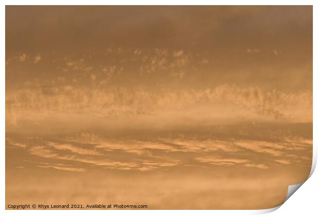 Golden sunset sky, telephoto perspective gives abstract background Print by Rhys Leonard