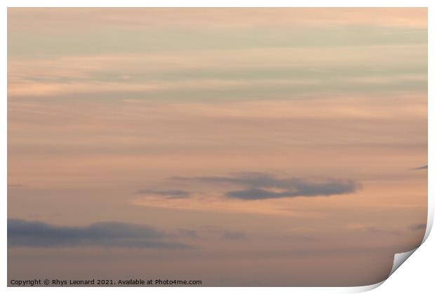 Plain pastel color themed background, made of gentle clouds at sunset Print by Rhys Leonard